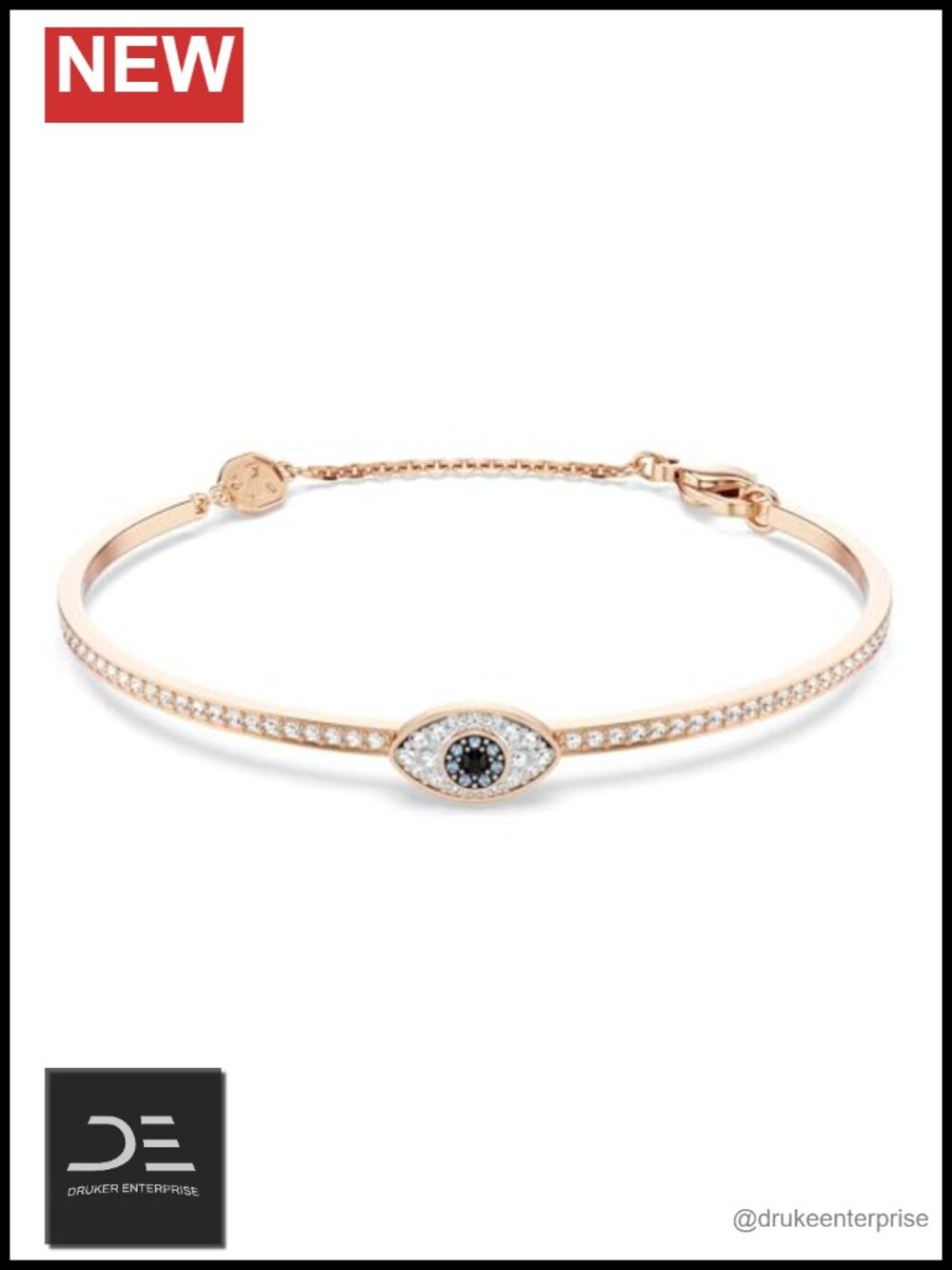 Swarovski Rose Gold Plated Crystal Evil Eye Bangle Bracelet
